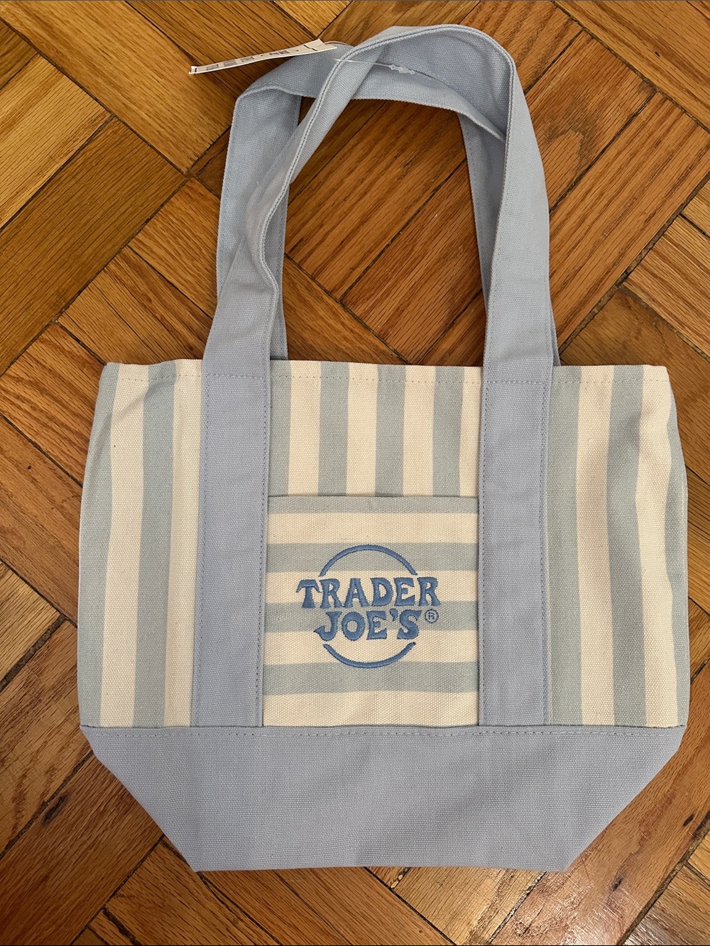 Trader Joes Striped Mini Canvas Tote Bag